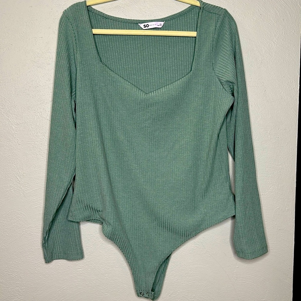 SO Goods For Life Green ribbed bodysuit